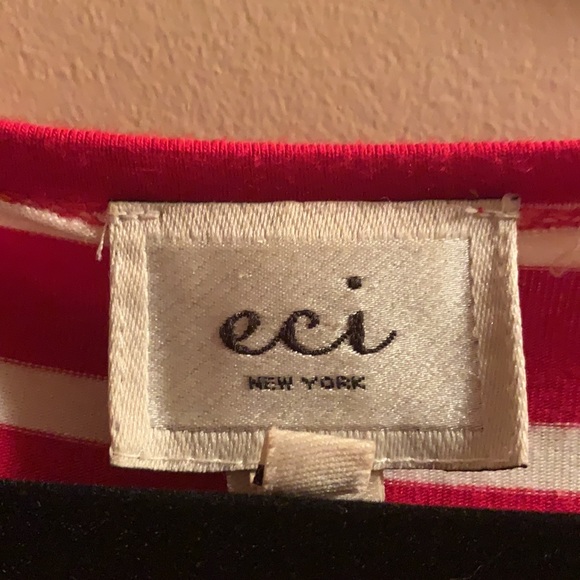 Unique red and white striped women’s top with beautiful silver beaded shoulders - Picture 3 of 3